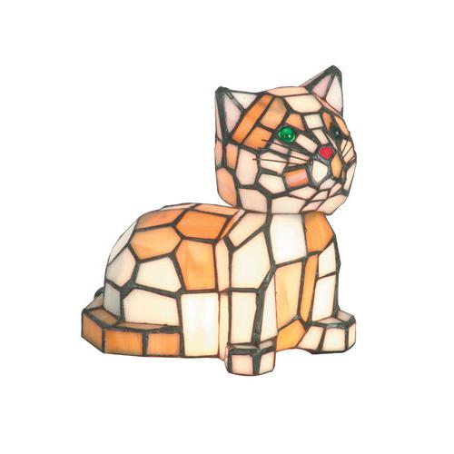 Dale Tiffany TA100859 Transitional 2 Light Tiger Cat Accent Lamp with Art Glass Shade